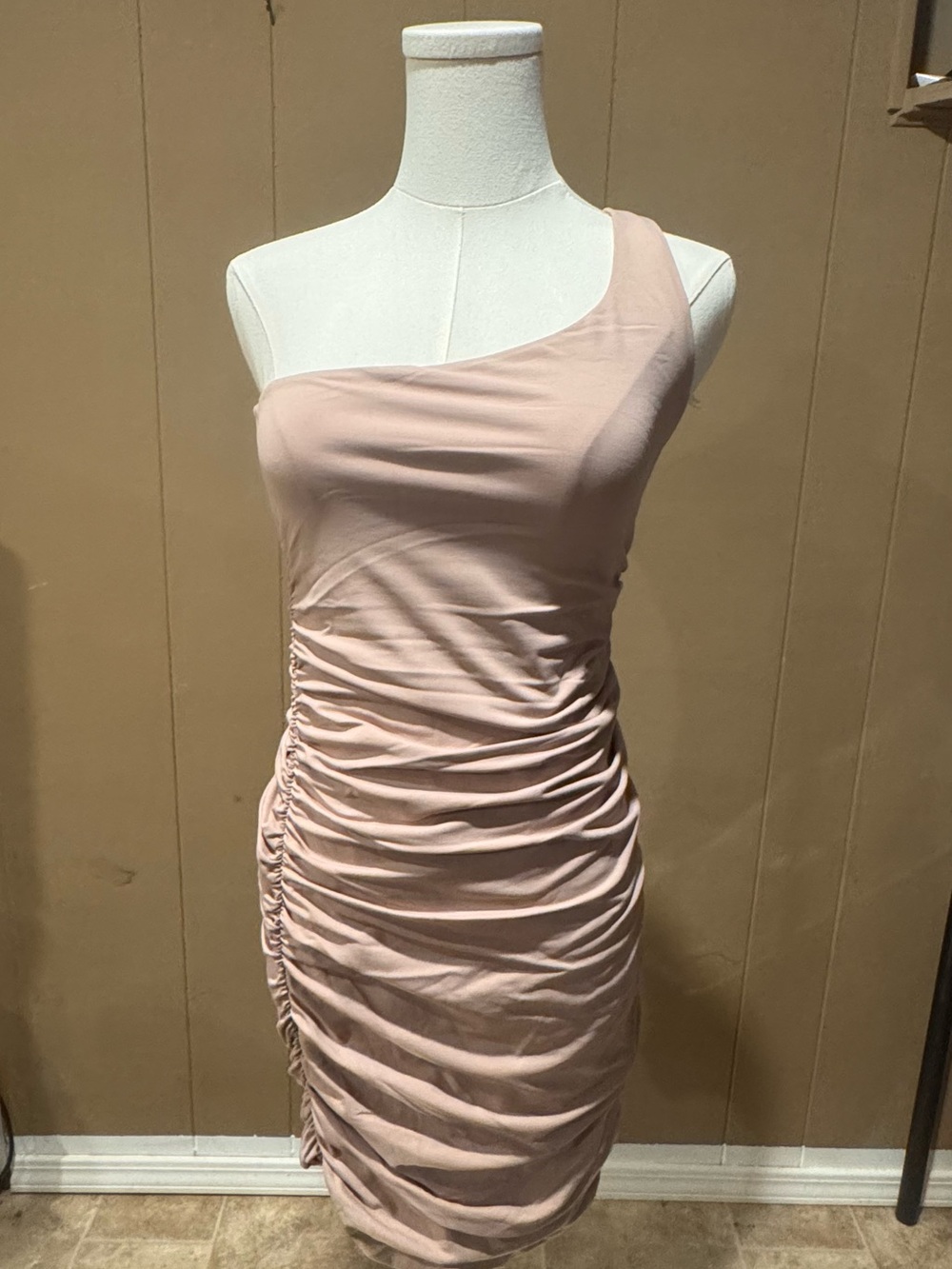 BABATON One Shoulder Ruched Midi Dress + FREE Cropped Blazer | M